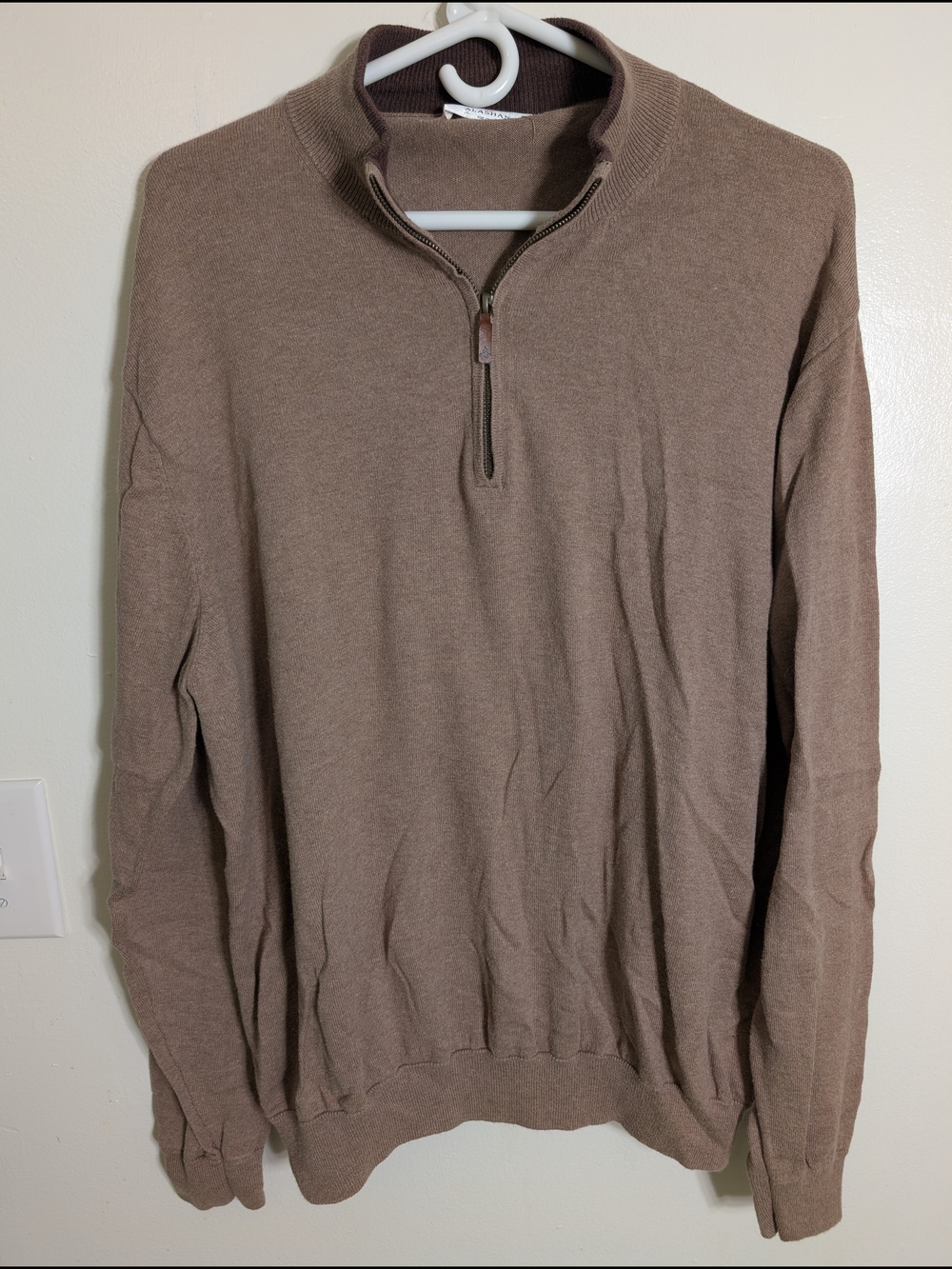 Men's Zip-Neck Sweater in Taupe Brown